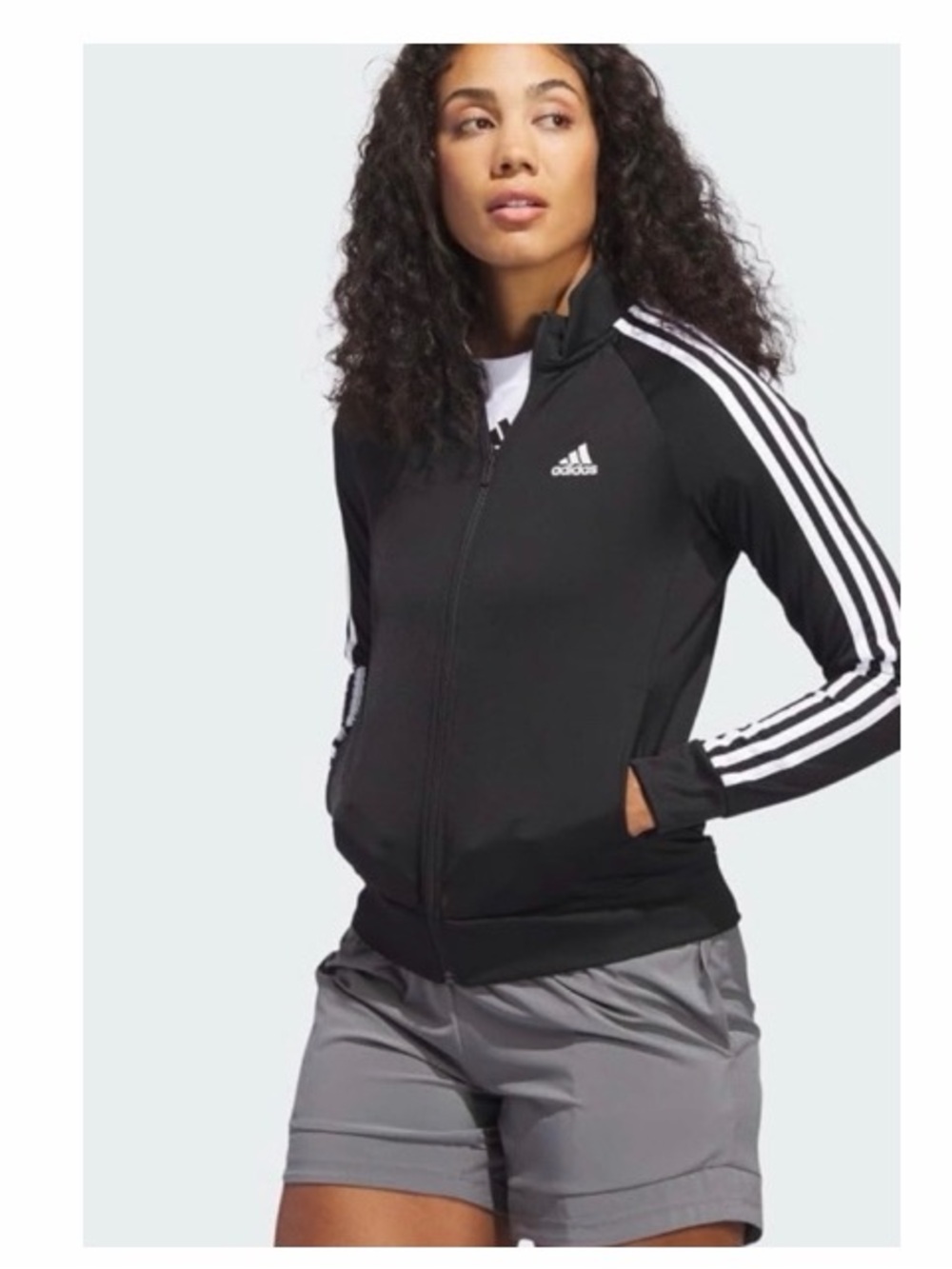 adidas Black Track Jacket with White Stripes